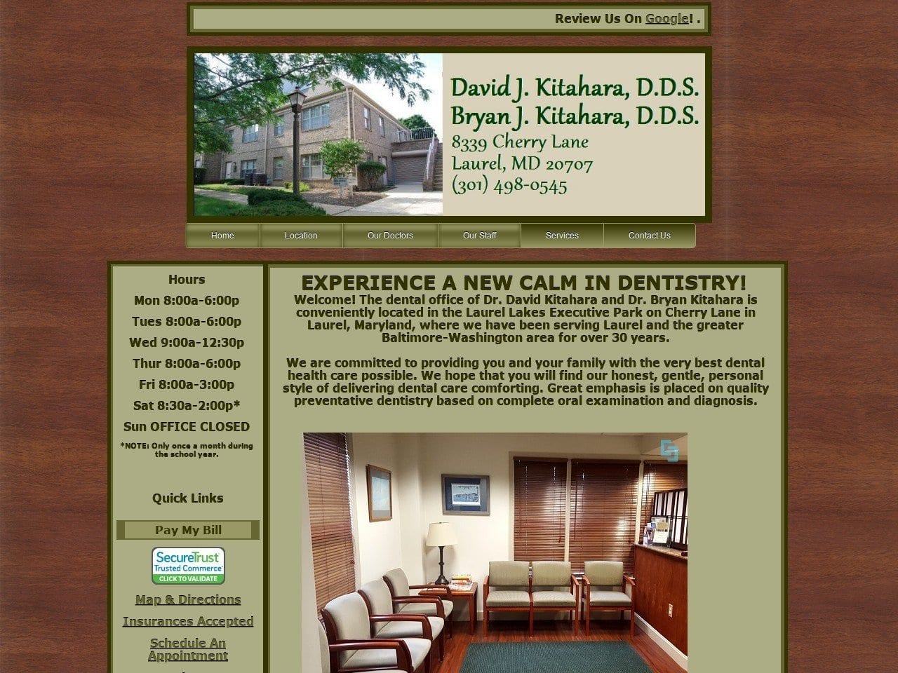 Dr. David J. Kitahara DDS Website Screenshot from laurellakesdentist.com