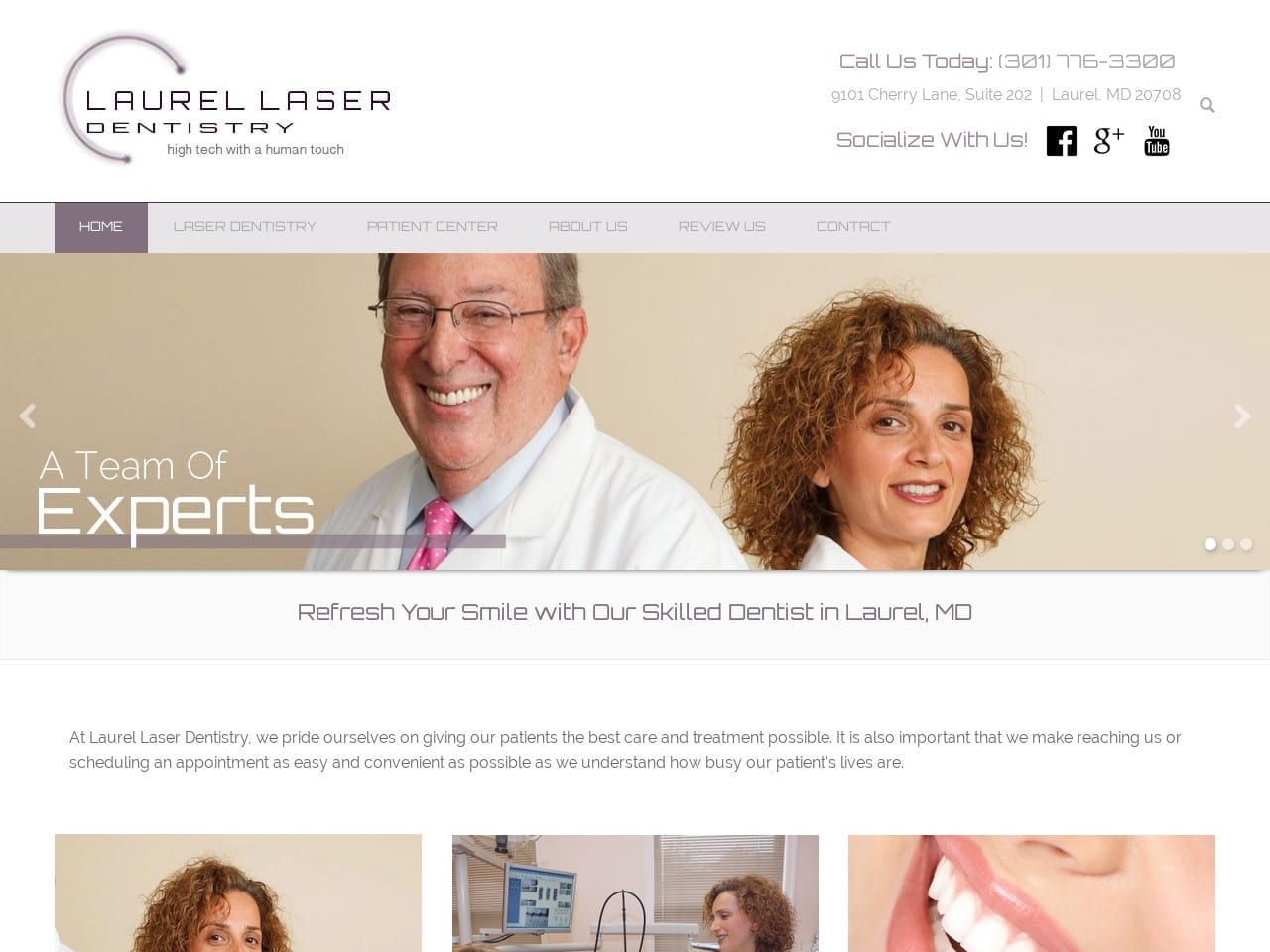 Drs. Rosenberg Dentist Website Screenshot from laurellaserdentistry.com