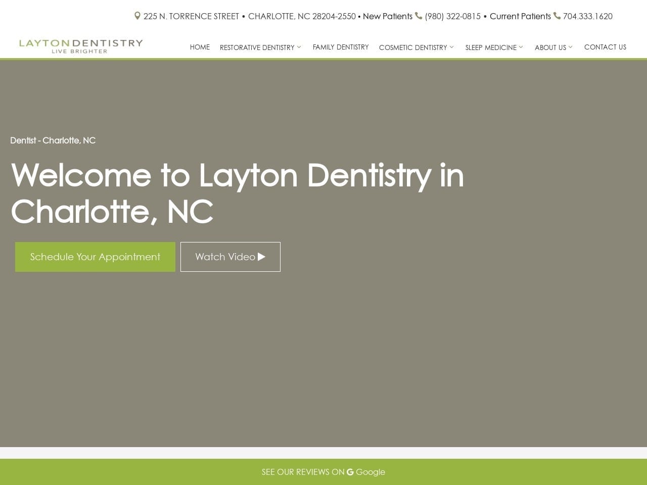 Layton Dentistry Website Screenshot from laytondentistrync.com