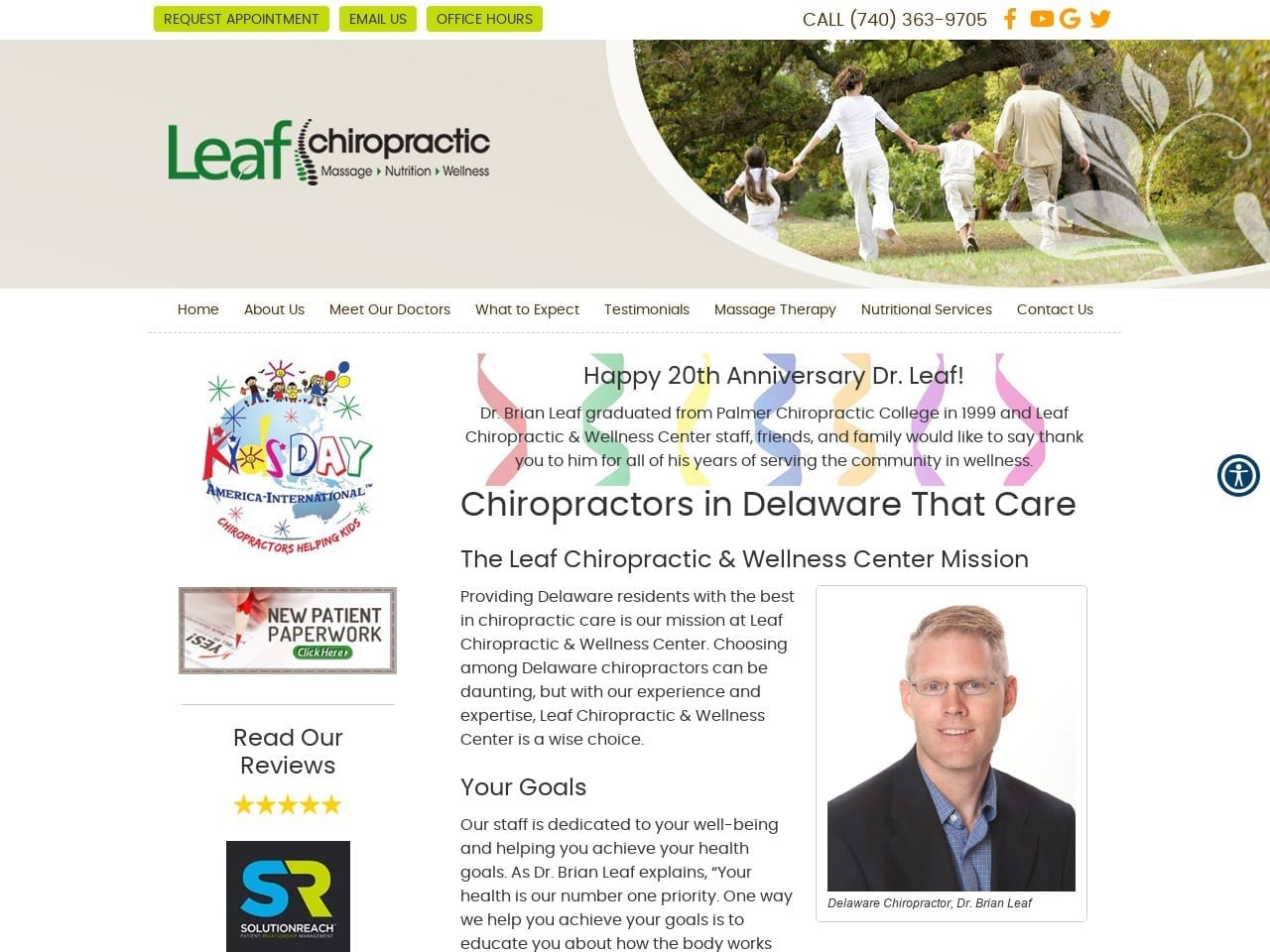 Reinhart Lucas P DC Website Screenshot from leafchiropractic.com