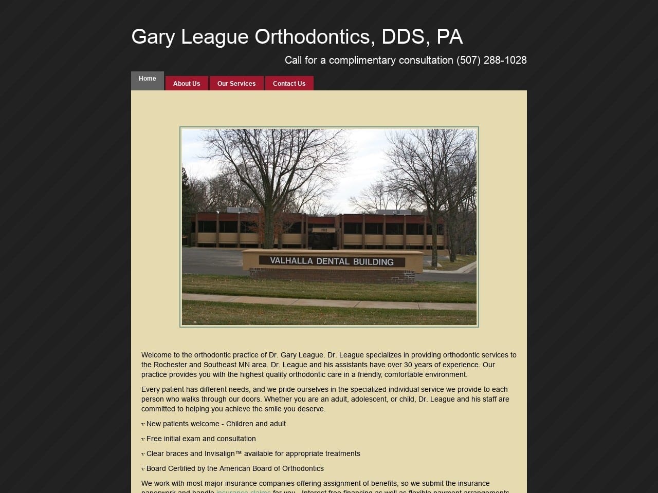 Gary A League Dental League Gary A DDS Website Screenshot from leagueortho.com