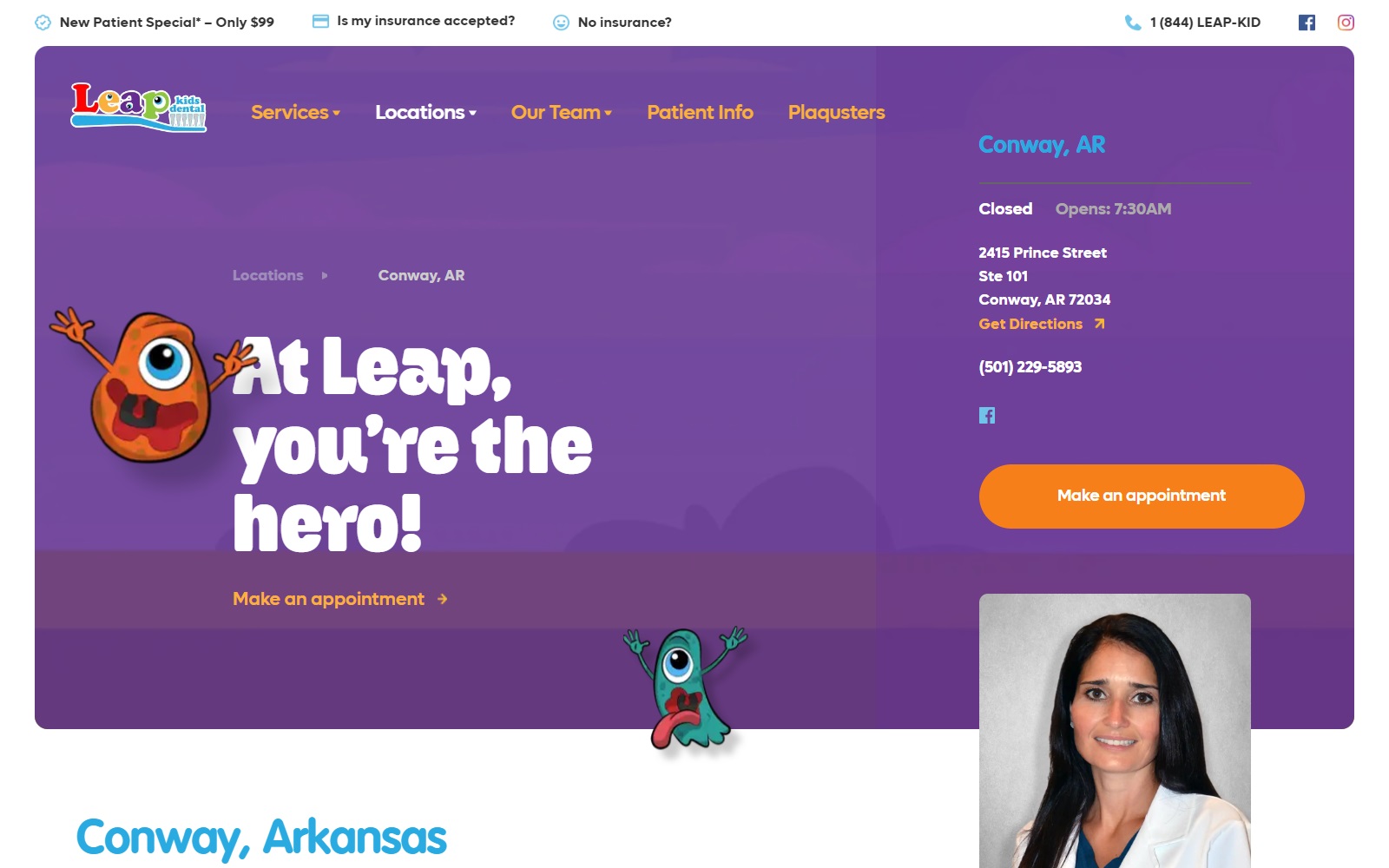 leapkidsdental.com_locations_conway-ar screenshot