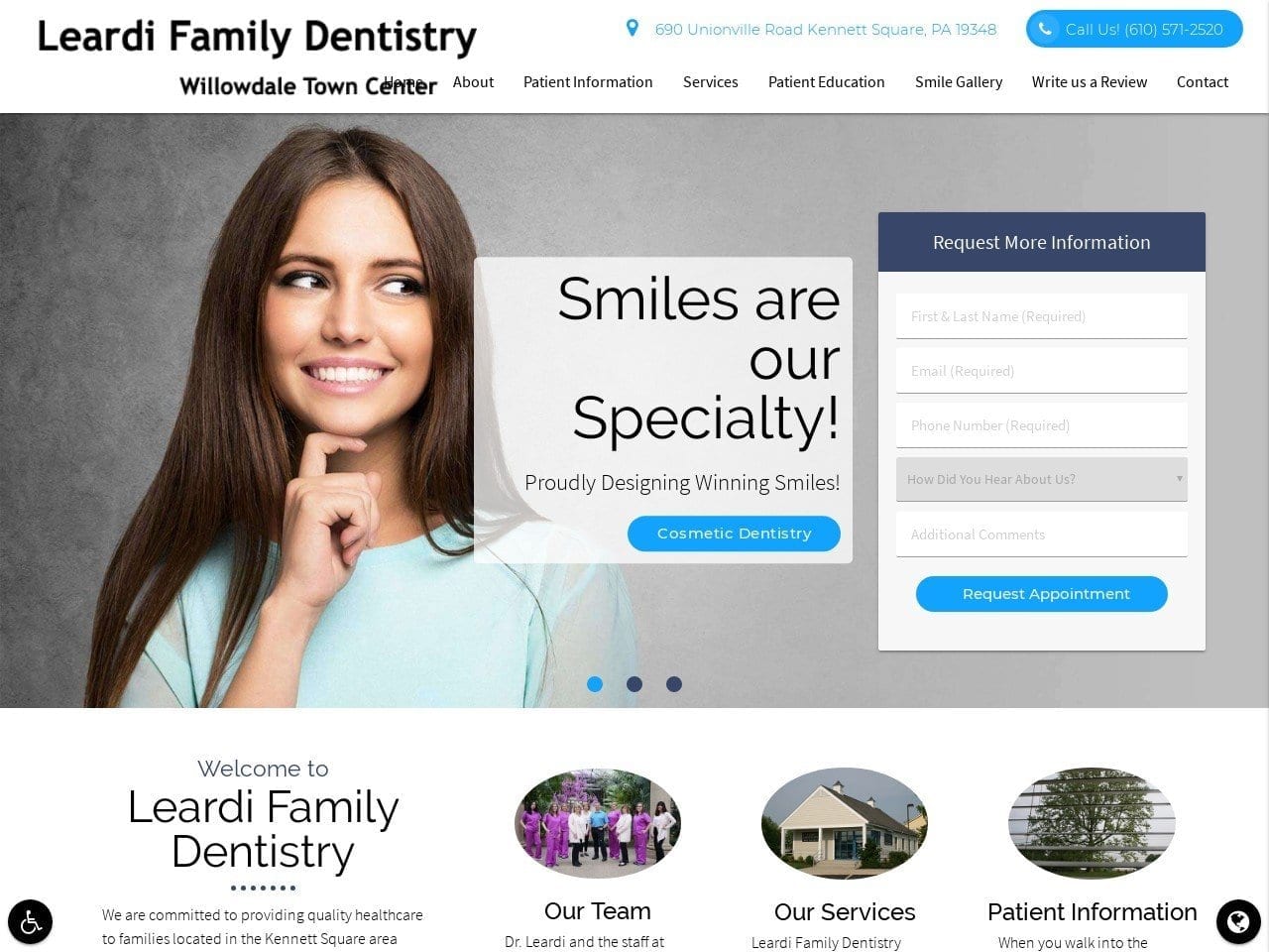 Leardi Family Dentist Website Screenshot from leardidental.com