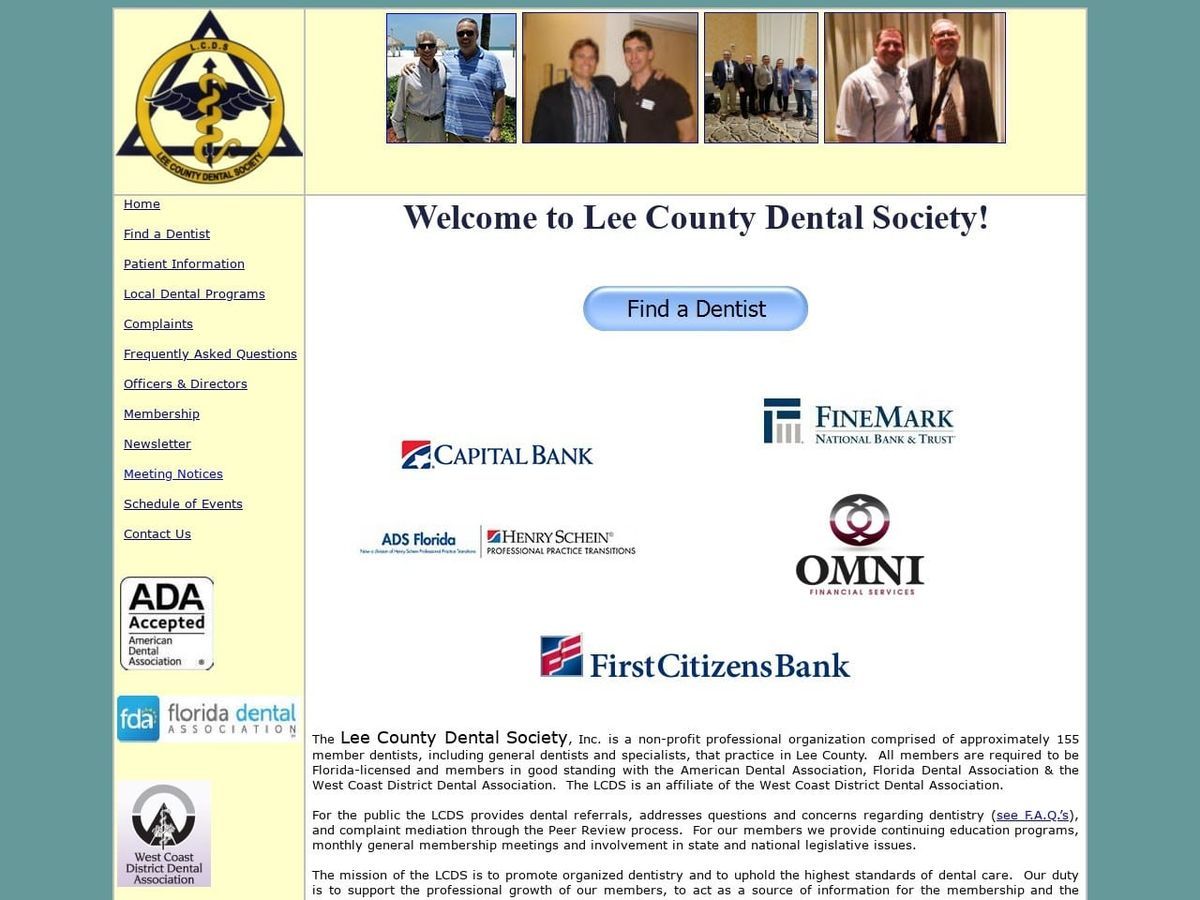 Lee County Dental Society Website Screenshot from leecountydental.com