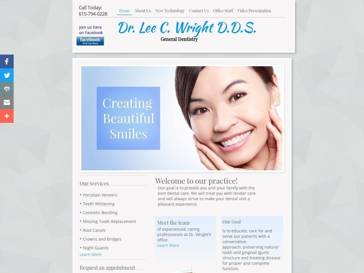 Lee C. Wright DDS PC Website Screenshot from leewrightddspc.com