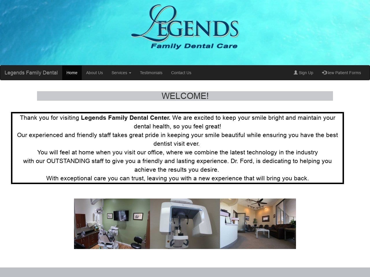 Legends Family Dental Care Website Screenshot from legendsfamilydental.com