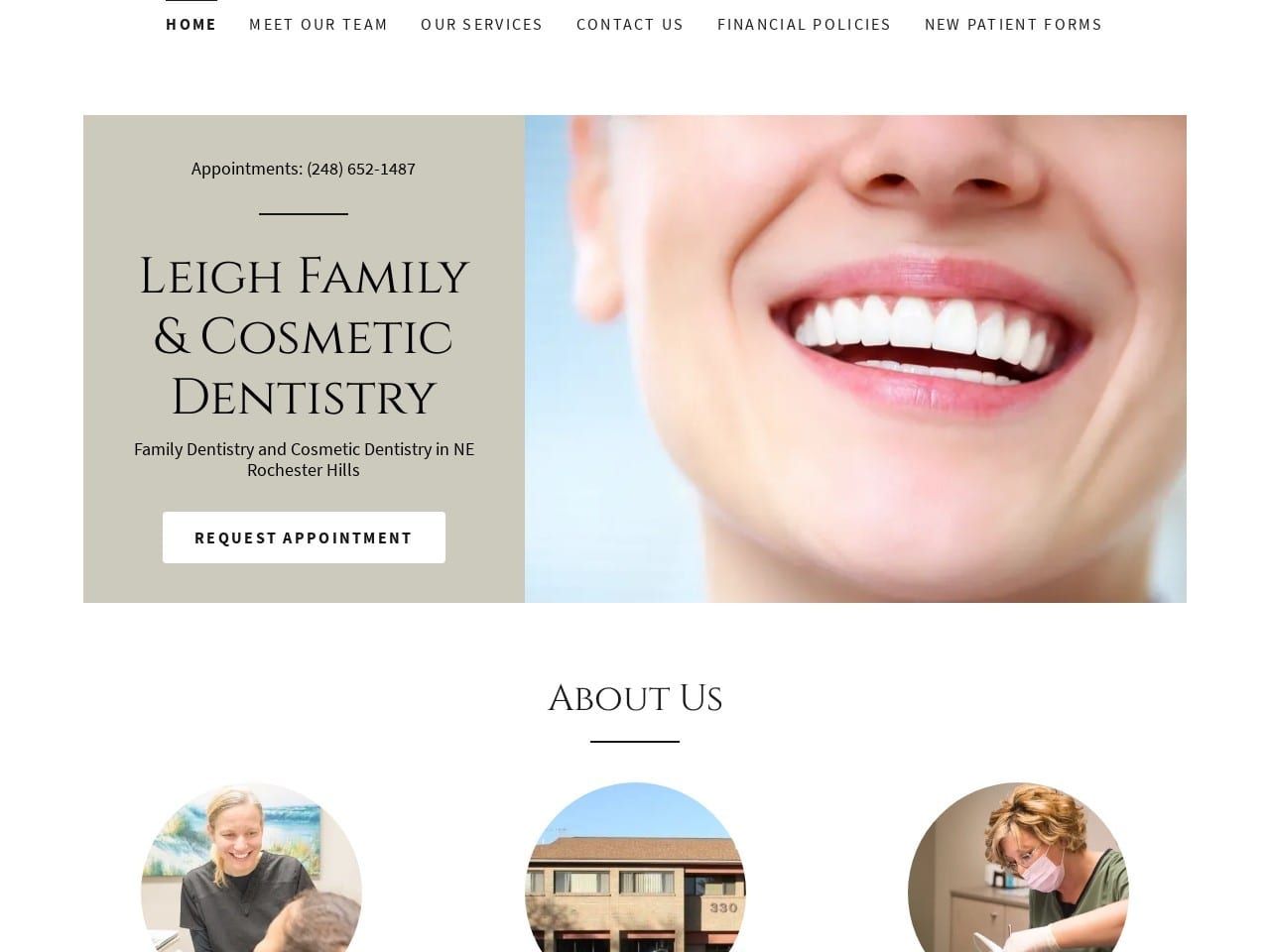Leigh Family Dentist Website Screenshot from leighdentistry.com