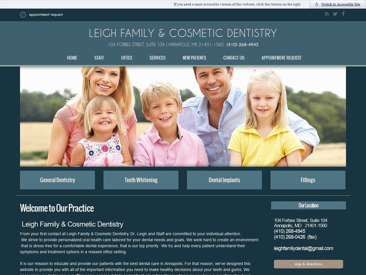 Leigh Robert a DDS Website Screenshot from leighfamilydentistry.com