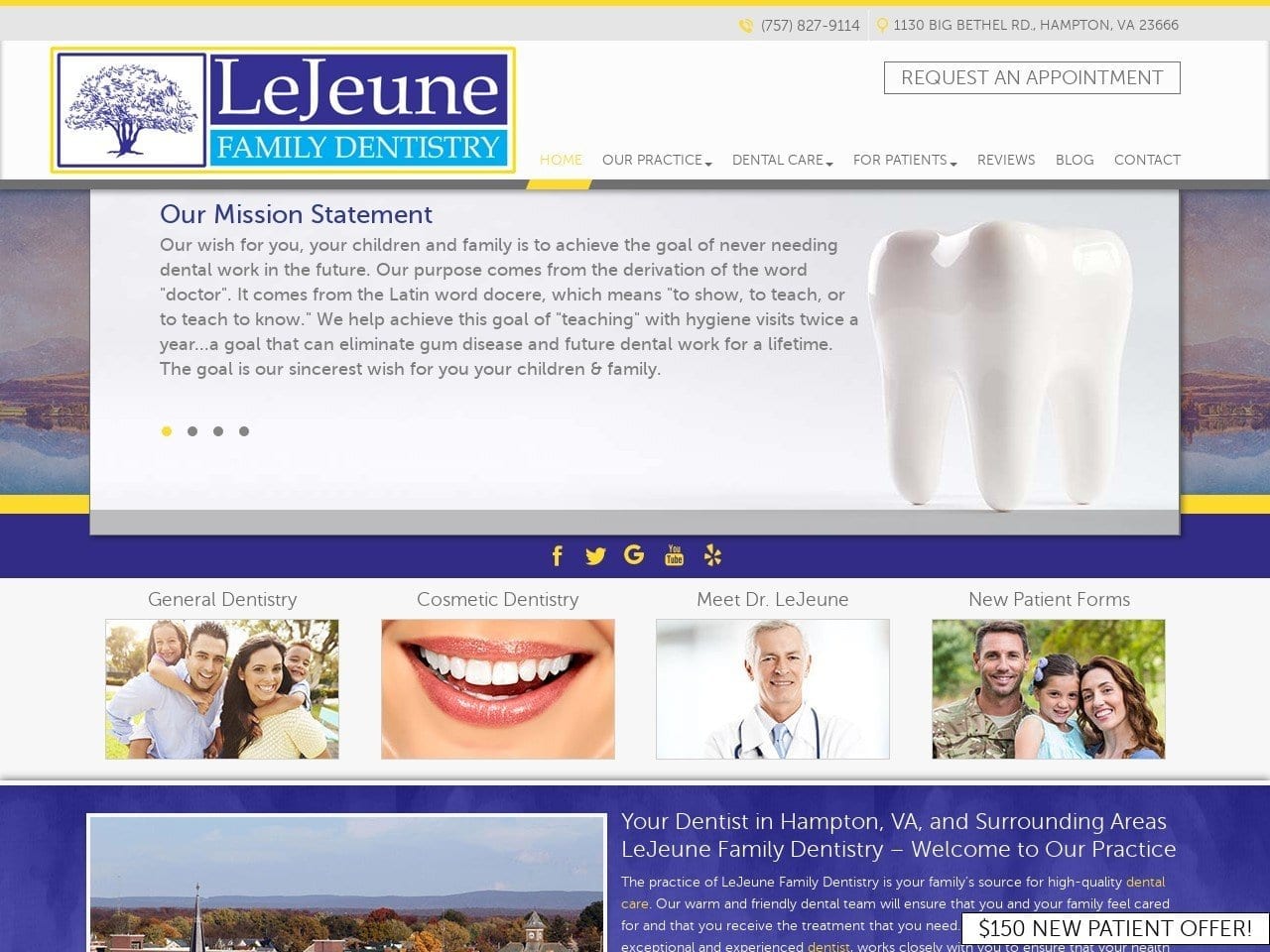 Barry J LeJeune DDS Website Screenshot from lejeunedentistry.com