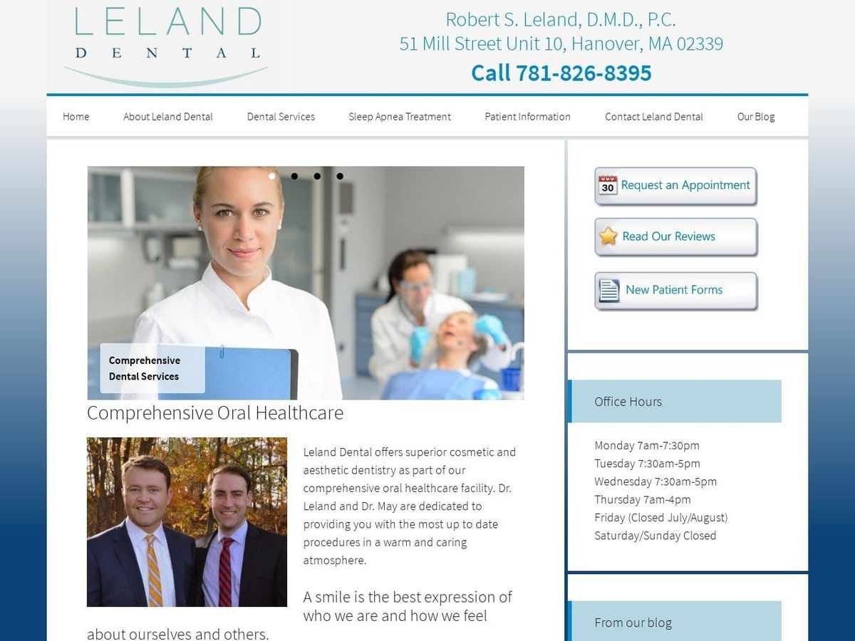 Leland Dental Website Screenshot from lelanddental.com