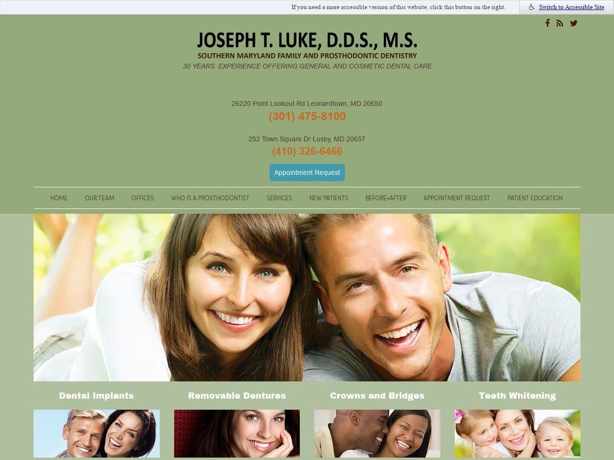 Joseph Luke DDS Website Screenshot from leonardtowndental.com