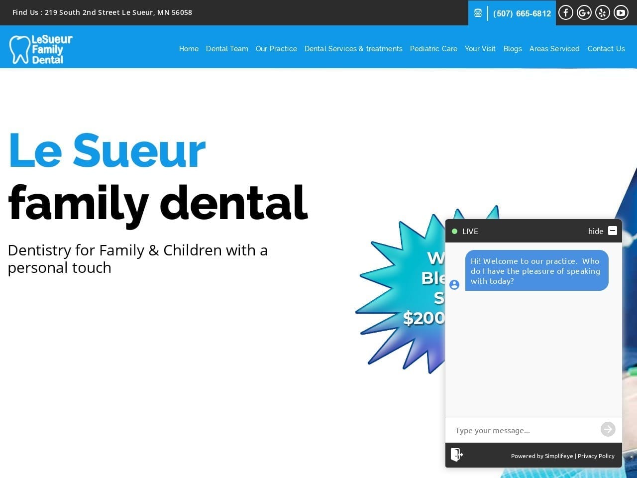 Le Sueur Family Dental Website Screenshot from lesueurfamilydental.com