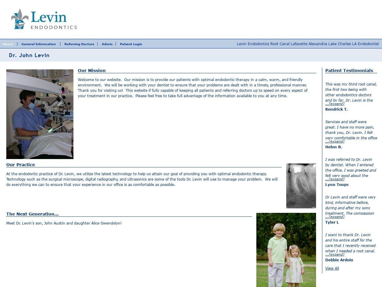 Dr. John E. Levin DDS Website Screenshot from levinendo.com