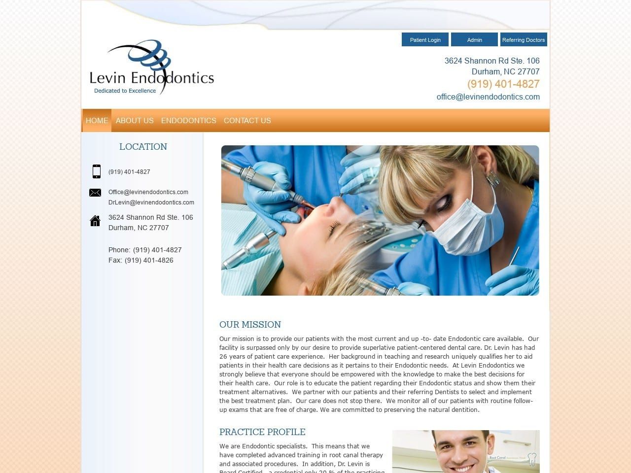 Dr. Linda G. Levin DDS Website Screenshot from levinendodontics.com