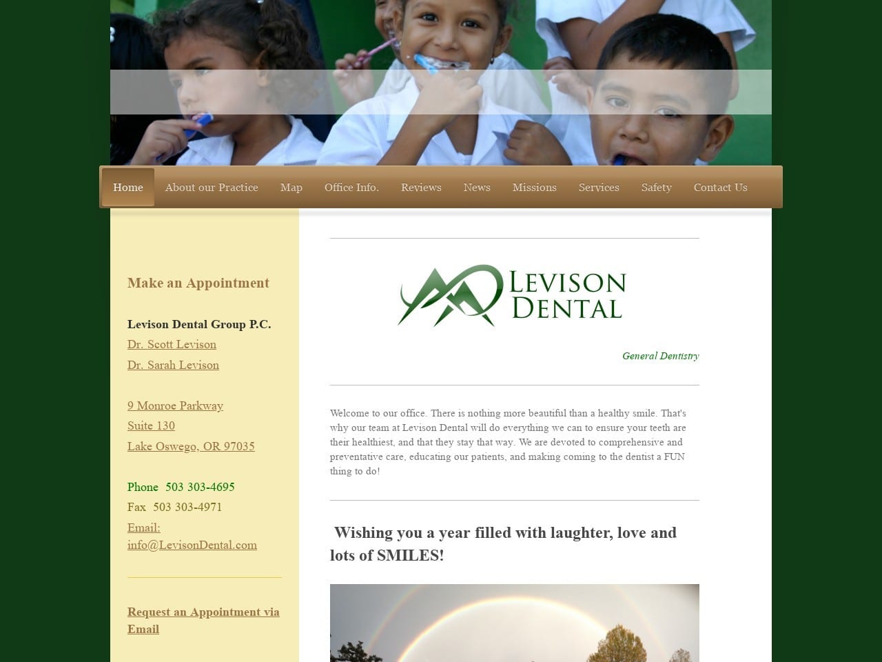 Levison Dental Website Screenshot from levisondental.com