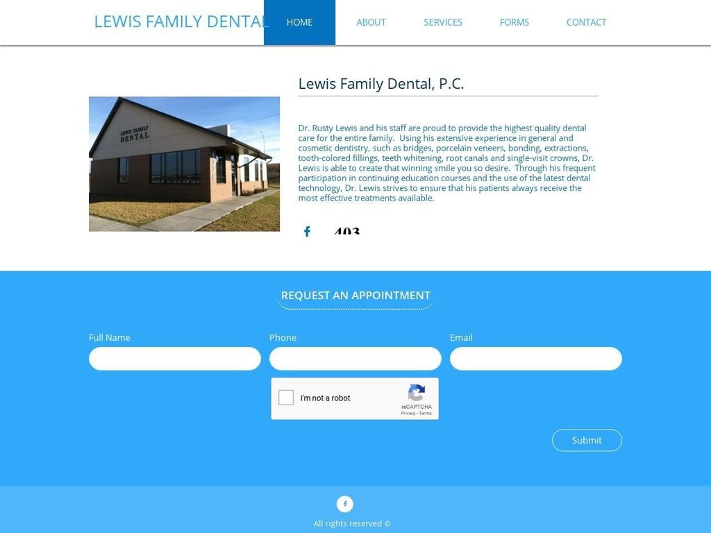 Dr. Rusty O. Lewis DDS Website Screenshot from lewisfamilydentalpc.com