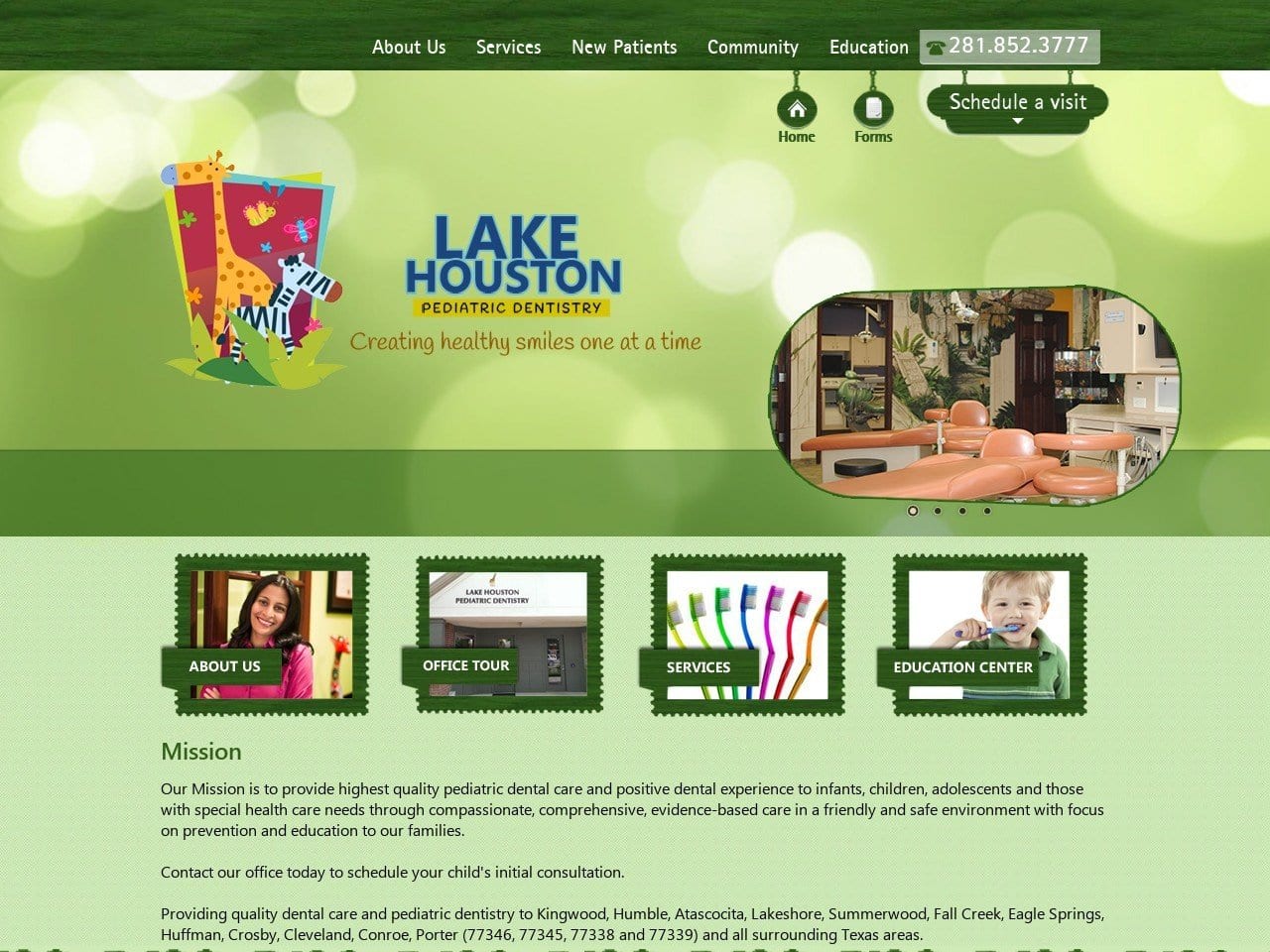 Lake Houston Pediatric Dentistry Website Screenshot from lhpdkids.com