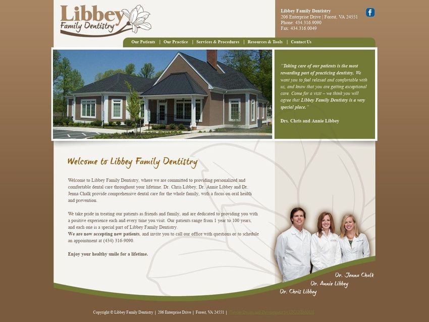 Libbey Family Dentist Website Screenshot from libbeydentistry.com