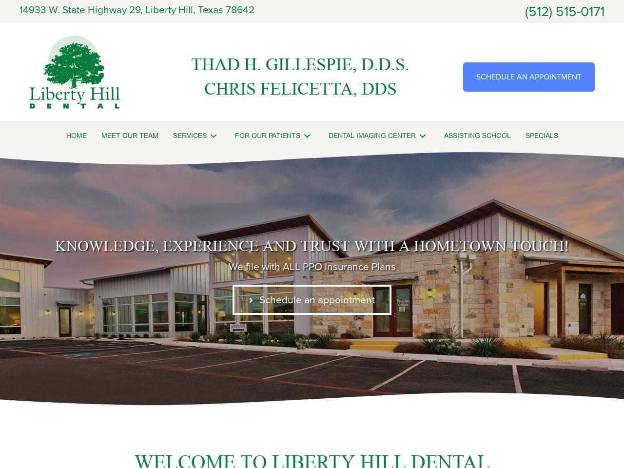 Liberty Hill Dental Website Screenshot from libertyhilldental.com