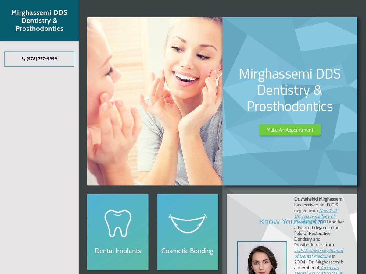 Mahshid Mirghassemi D.D.S Website Screenshot from libertytreeprosthodontics.com