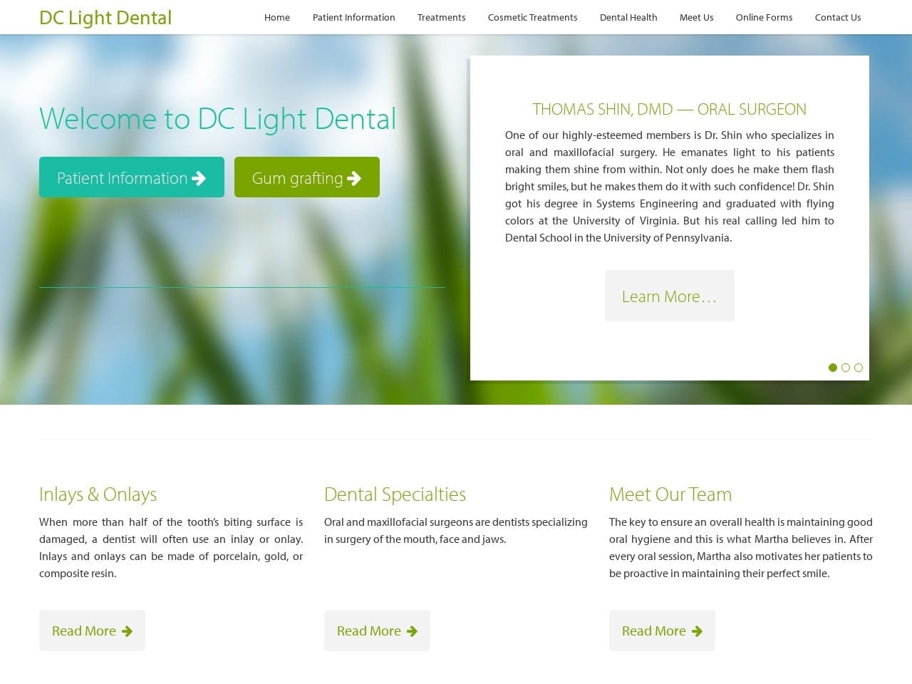 Light Dental Website Screenshot from lightdental.com