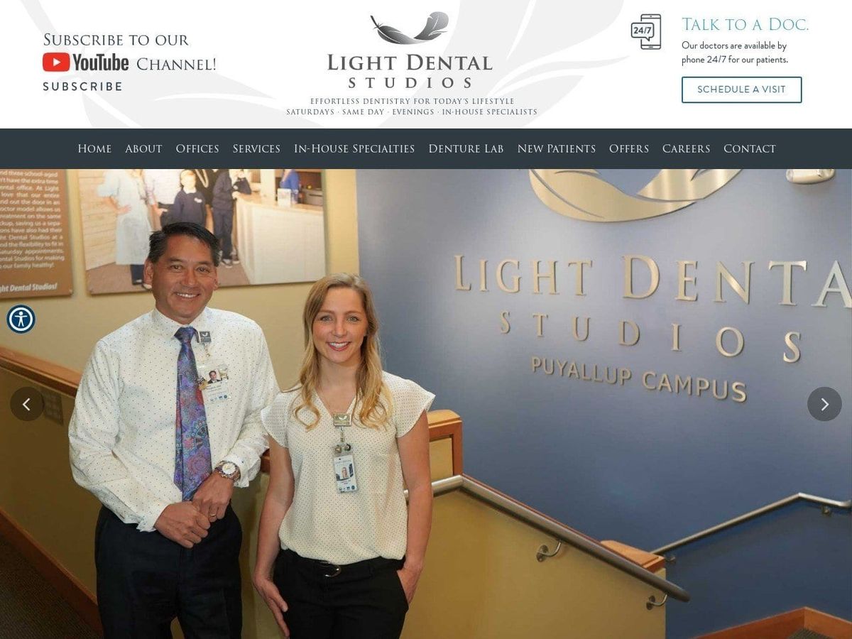 Light Dental Studios University Place Website Screenshot from lightdentalstudios.com