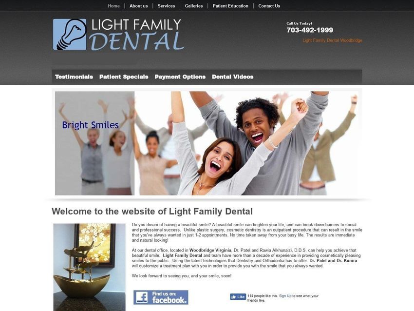 Light Family Dental Website Screenshot from lightfamilydental.com