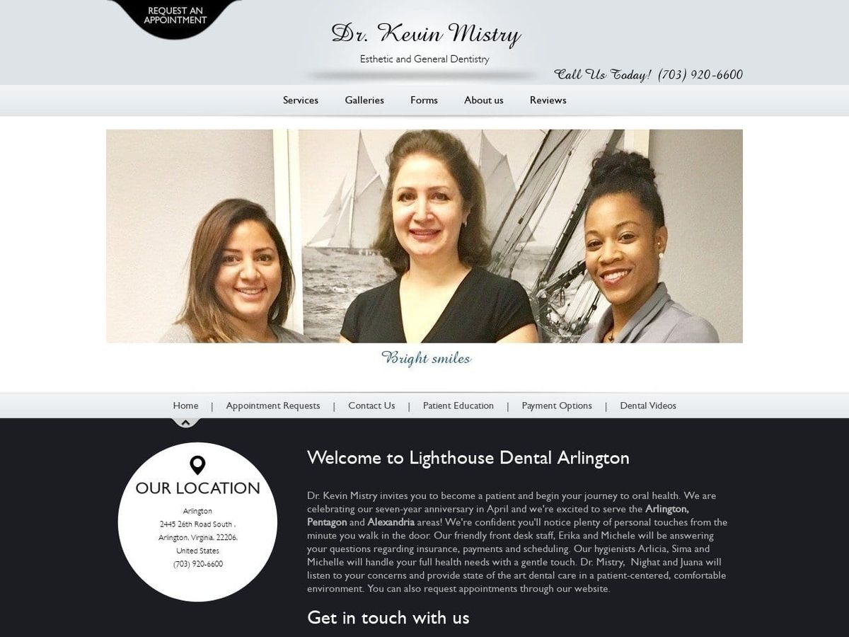 Lighthouse Dental Arlington Website Screenshot from lighthousedentalva.com