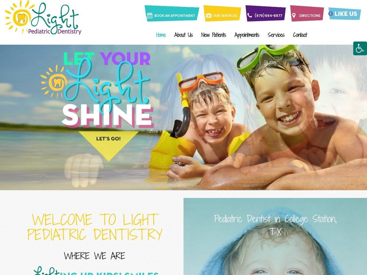 Light Pediatric Dentistry Website Screenshot from lightpediatricdentistry.com