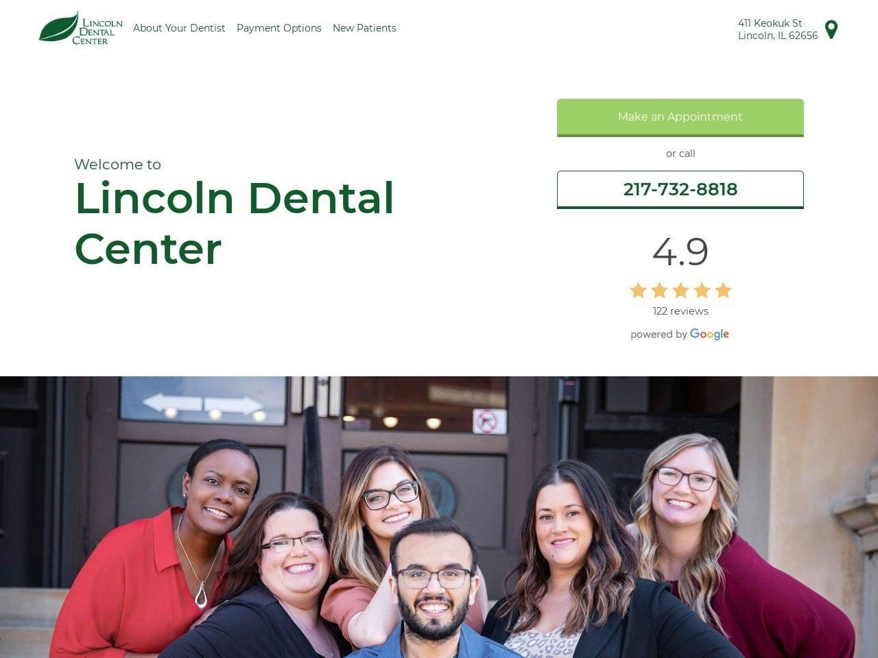 Lincoln Dental Center Website Screenshot from lincolndentalcenteril.com