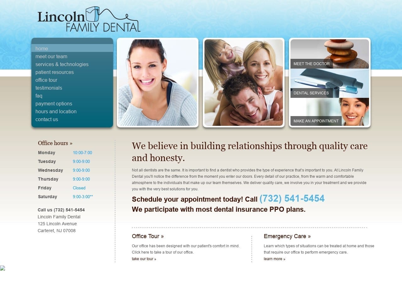 Lincoln Family Dental / Jason Wasserman DMD Website Screenshot from lincolnfamilydentalnj.com