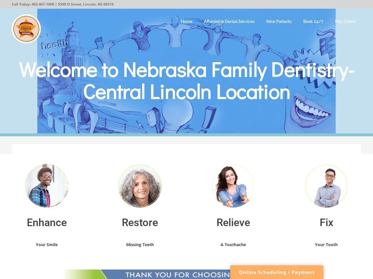 Lincoln Family Dentistry Website Screenshot from lincolnfamilydentistry.com