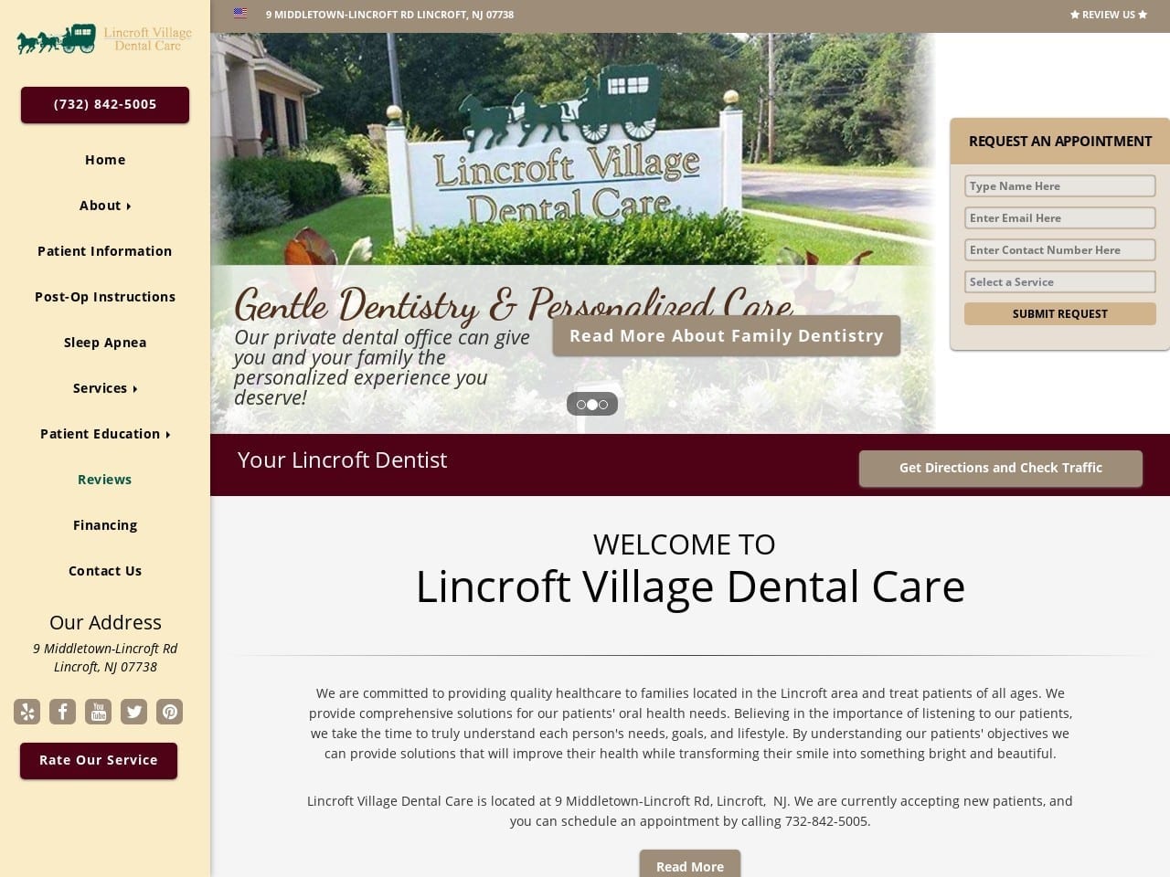 Dr. Richard J. Mercurio DDS Website Screenshot from lincroftvillagedental.com