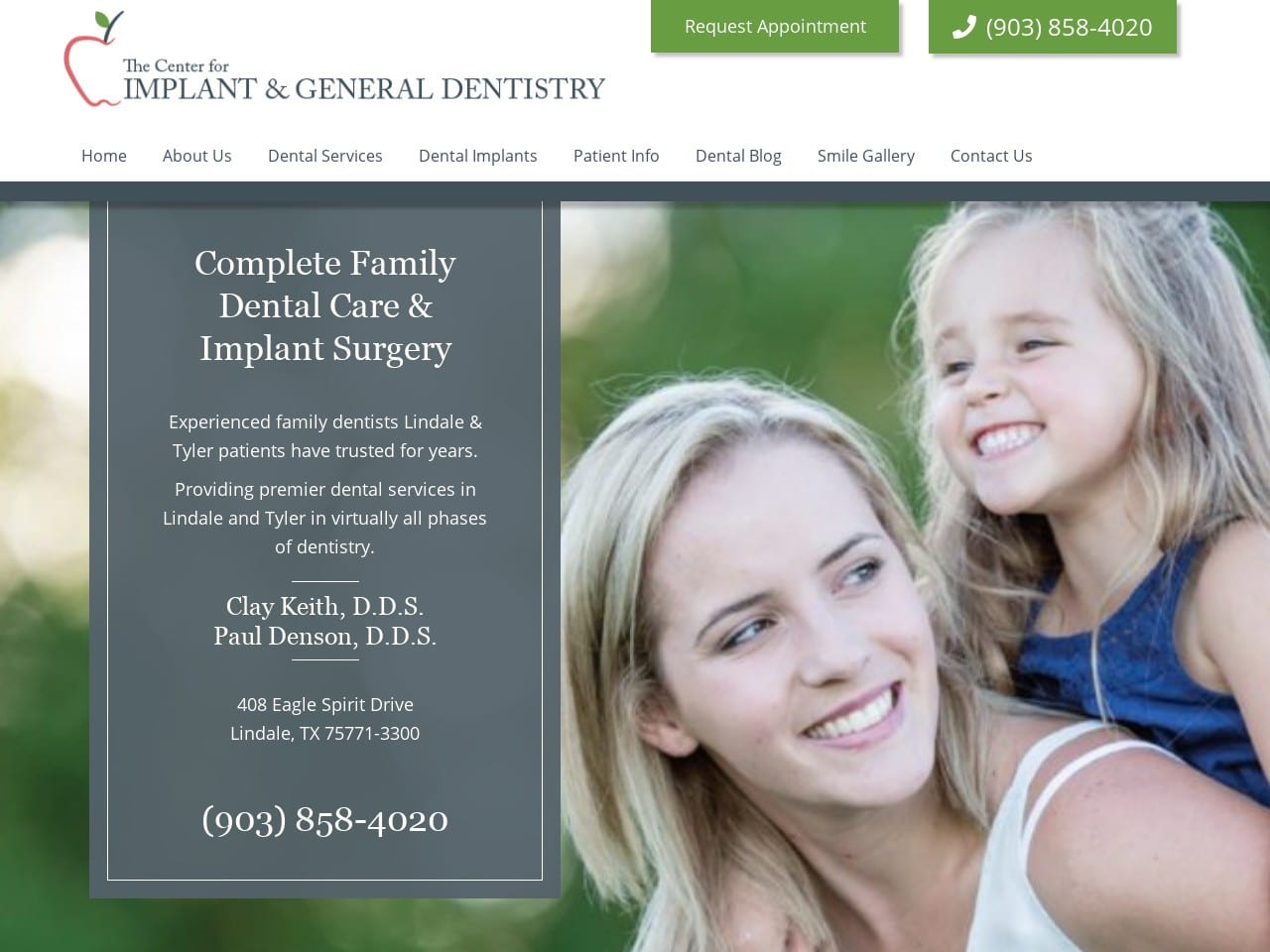 Center For Implant Dentist Website Screenshot from lindaledentists.com