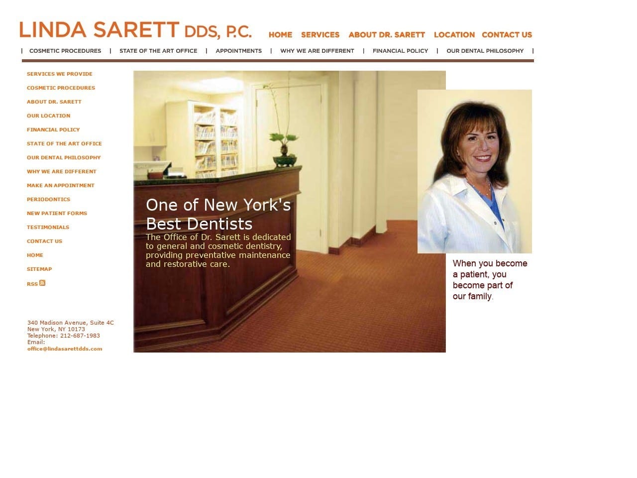 Dr. Linda M. Sarett DDS Website Screenshot from lindasarettdds.com