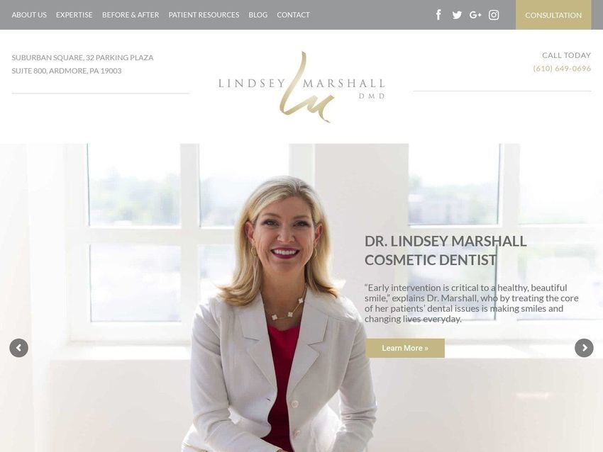 Lindsey F. Marshall DMD Website Screenshot from lindseymarshall.com