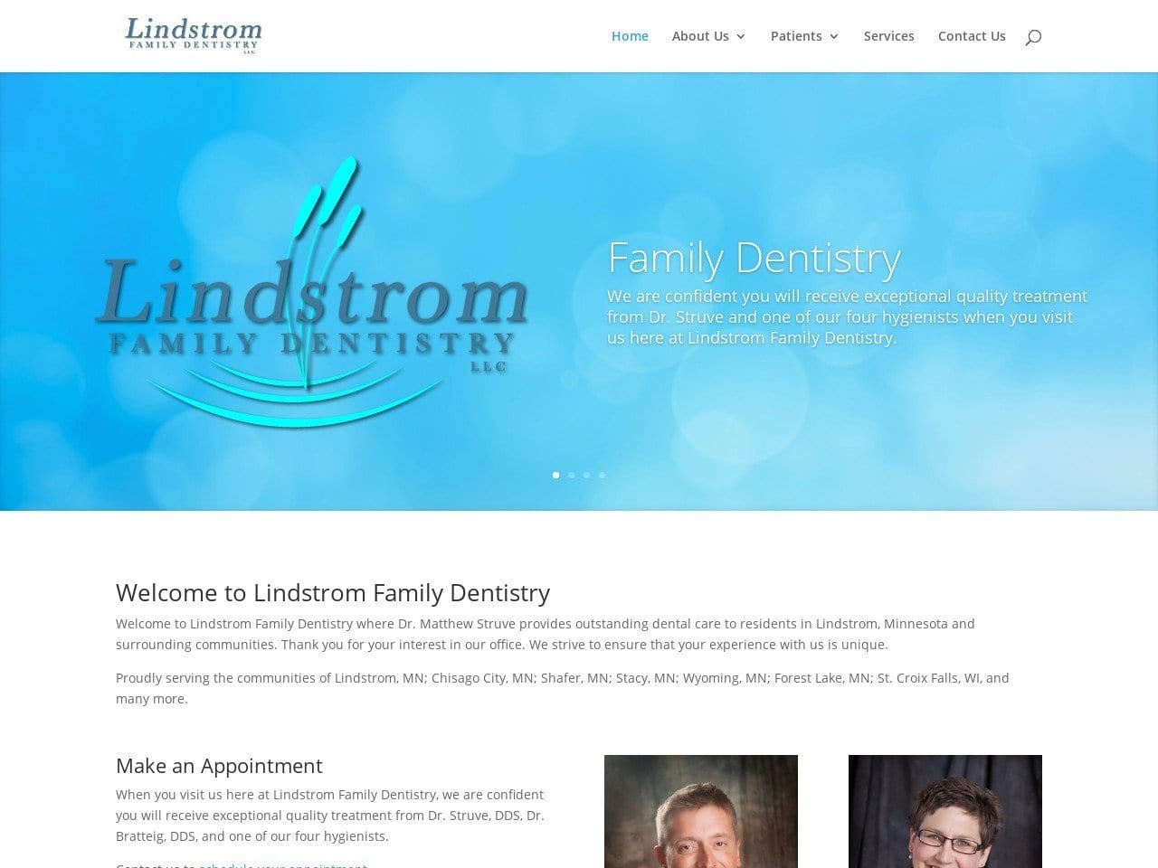 Lindstrom Family Dentist Website Screenshot from lindstromfamilydentistry.com