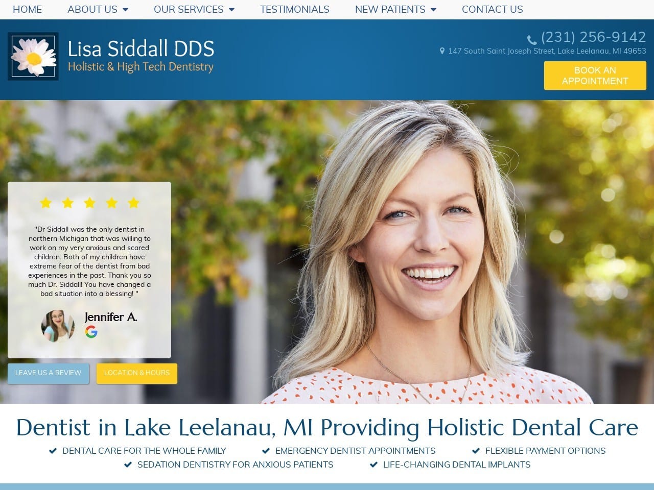 Lisa Siddall Dentist Website Screenshot from lisasiddalldds.com