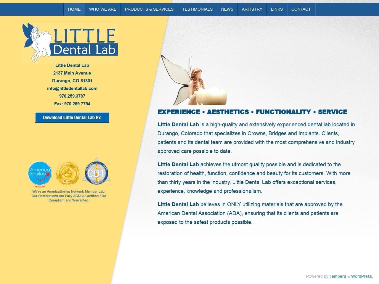 Little Dental Lab Website Screenshot from littledentallab.com