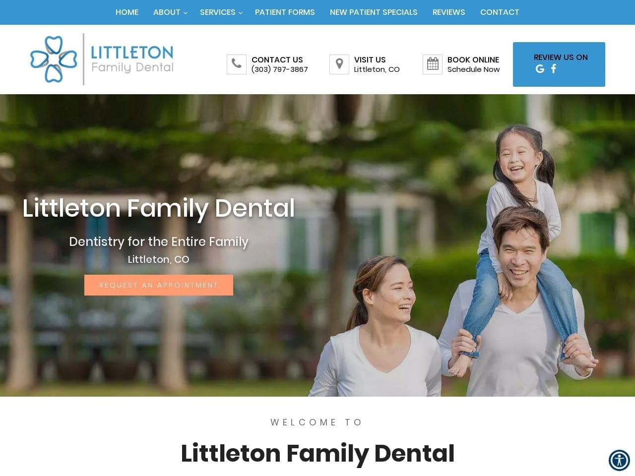 Littleton Family Dental Website Screenshot from littletonfamilydental.com