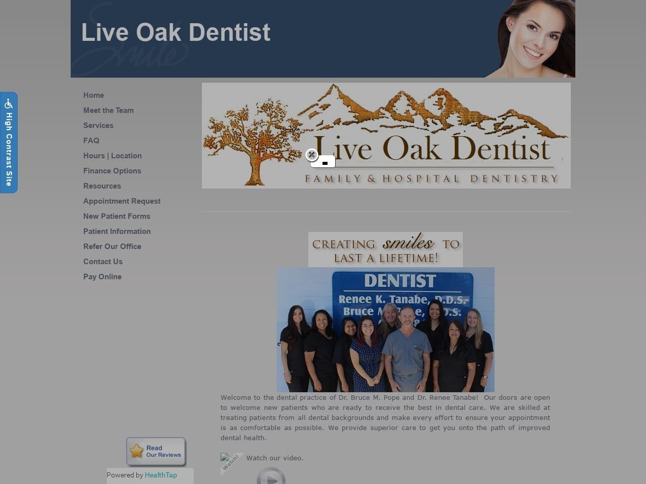 Pope Bruce M DDS Website Screenshot from liveoakdentist.com