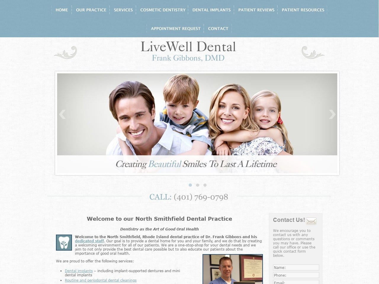 LiveWell Dental Website Screenshot from livewelldental.com