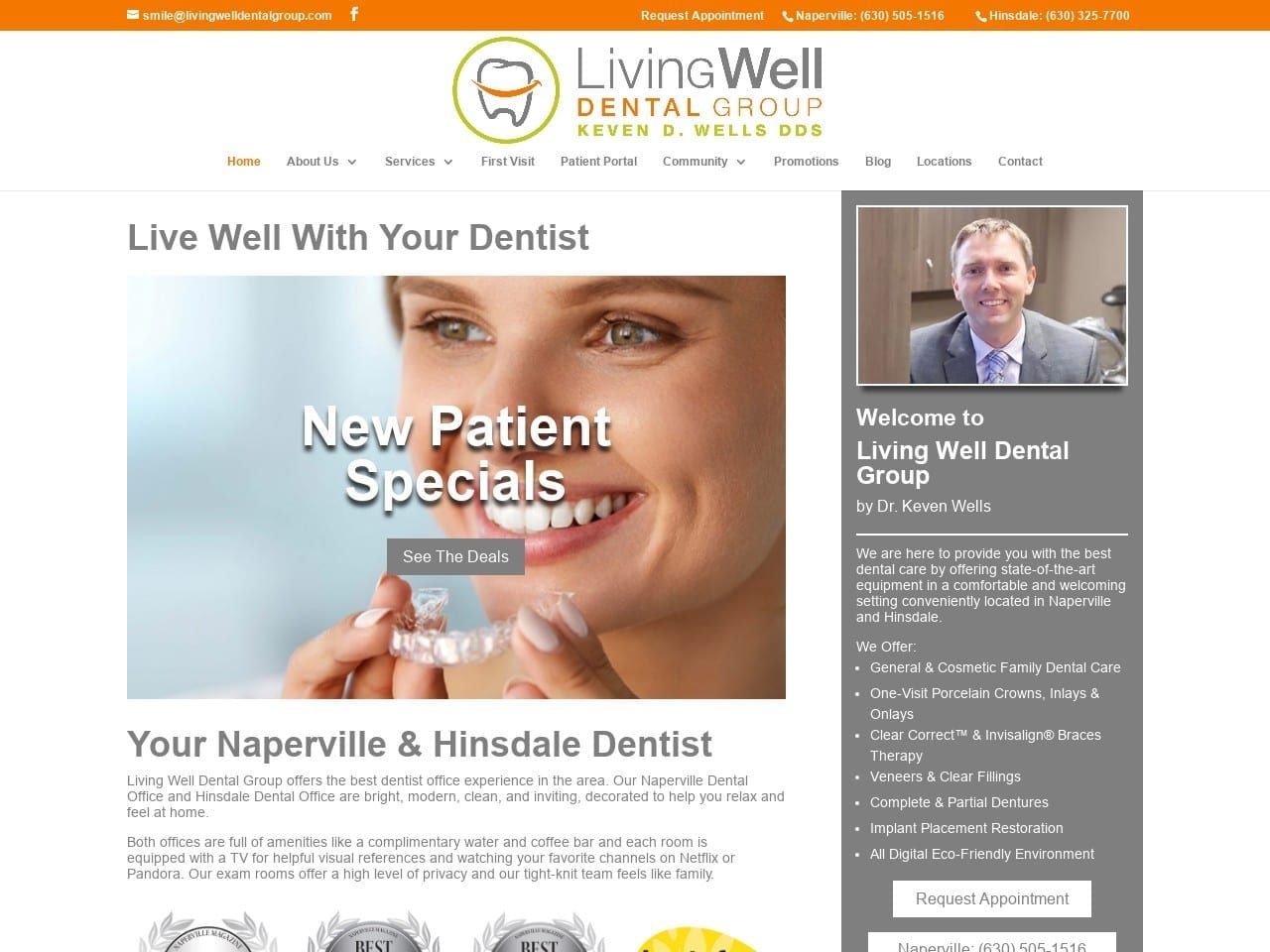 Dr. Keven Wells DDS Living Well Dental Group Website Screenshot from livingwelldentalgroup.com