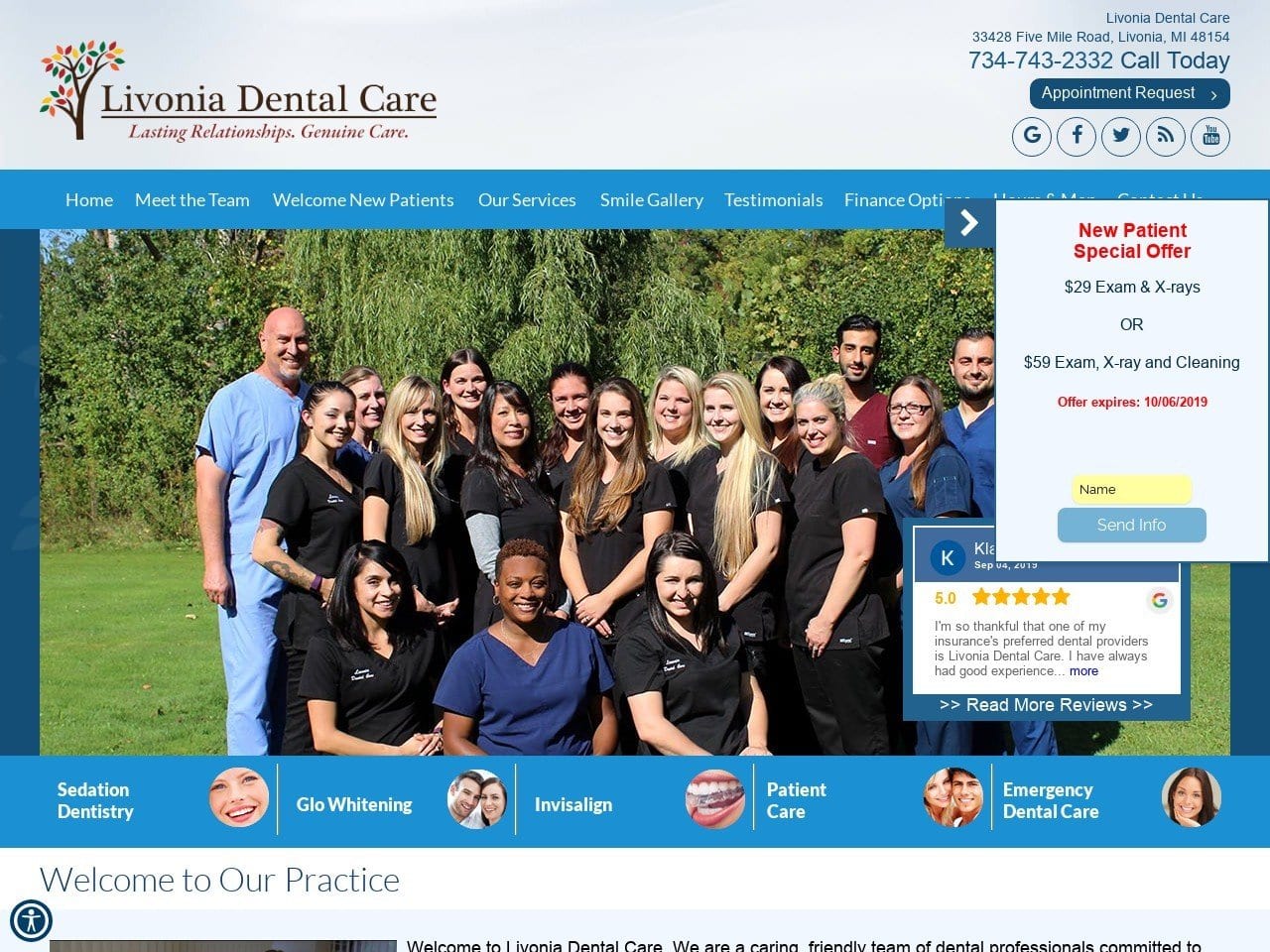 Livonia Dental Care Website Screenshot from livoniadentalcare.com