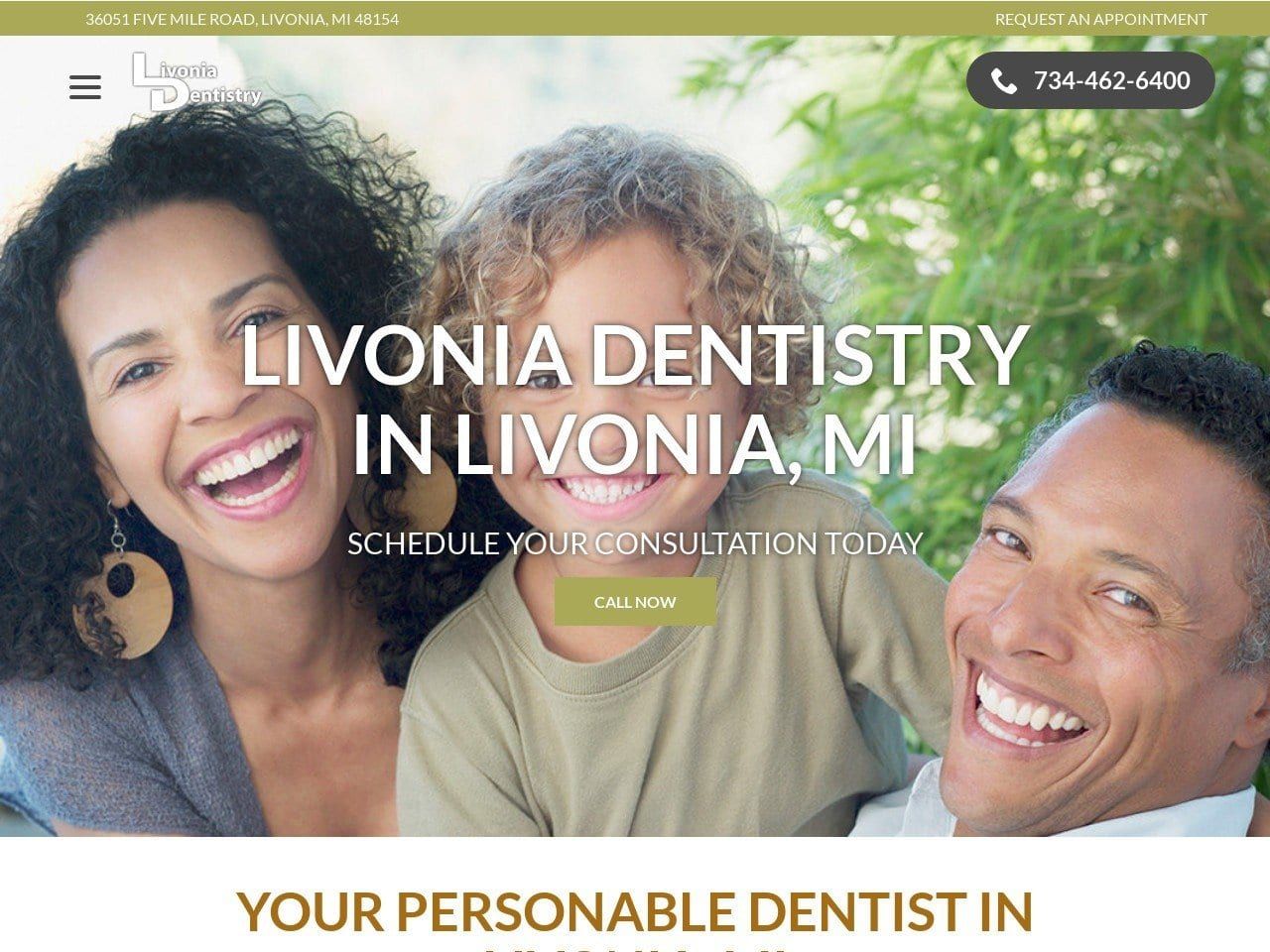 Livonia Dentist Website Screenshot from livoniadentistrypc.com
