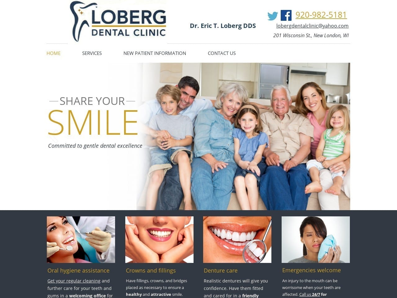 Loberg Dental Clinic Eric T. Loberg DDS Website Screenshot from lobergdentalclinic.com