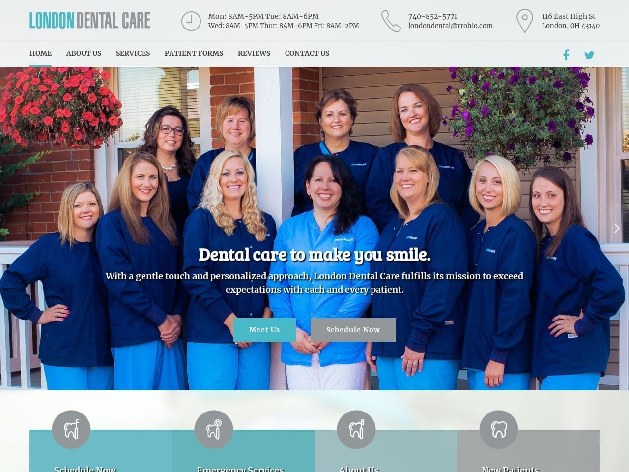 London Dental Care Website Screenshot from londondentalcareohio.com