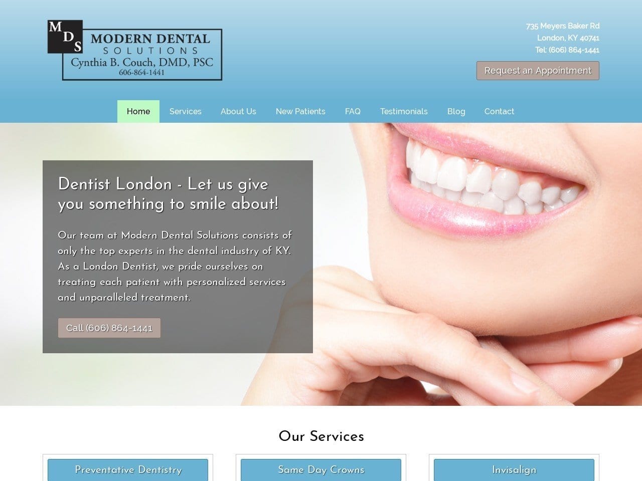 Couch Cynthia B DDS Website Screenshot from londonkydentist.com