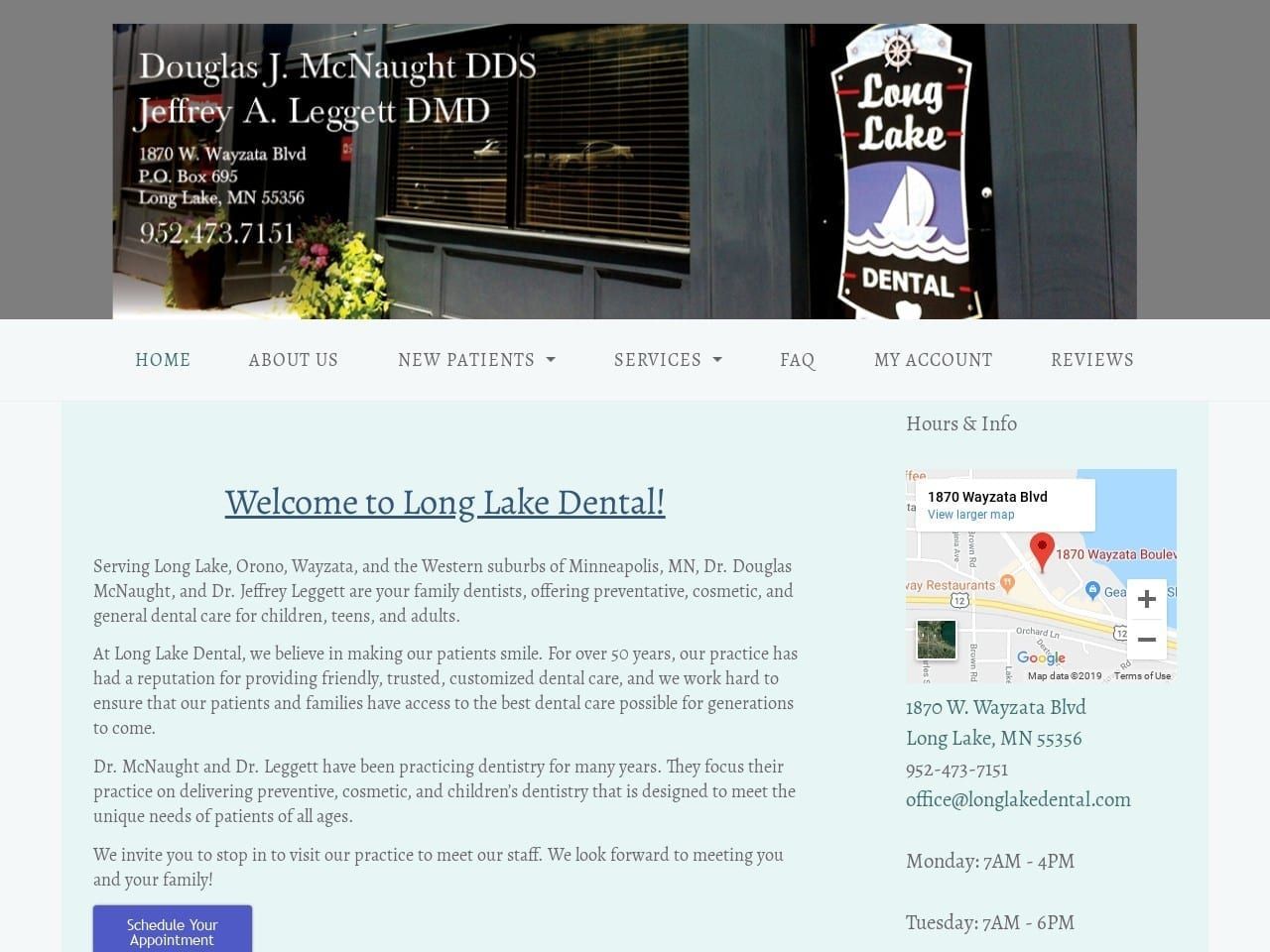 Long Lake Dental Website Screenshot from longlakedental.com