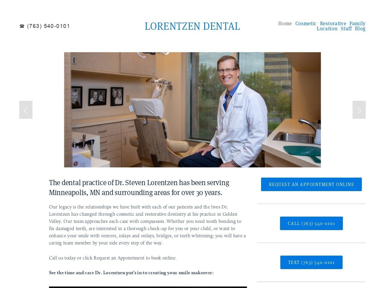 Lorentzen Dental Website Screenshot from lorentzendds.com